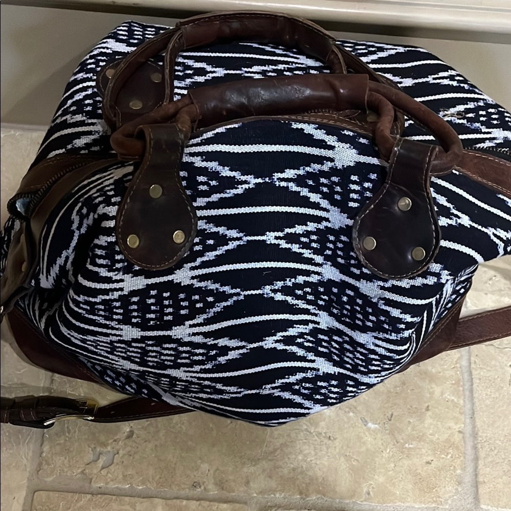 Tribe Alive Black and White Travel Bags with Geometric Design